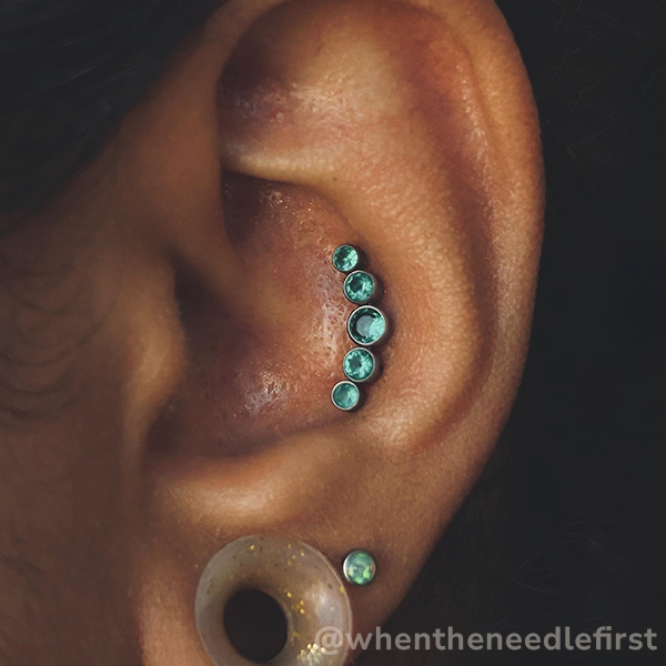 Titanium Bezel Set Gem Cluster - Curved