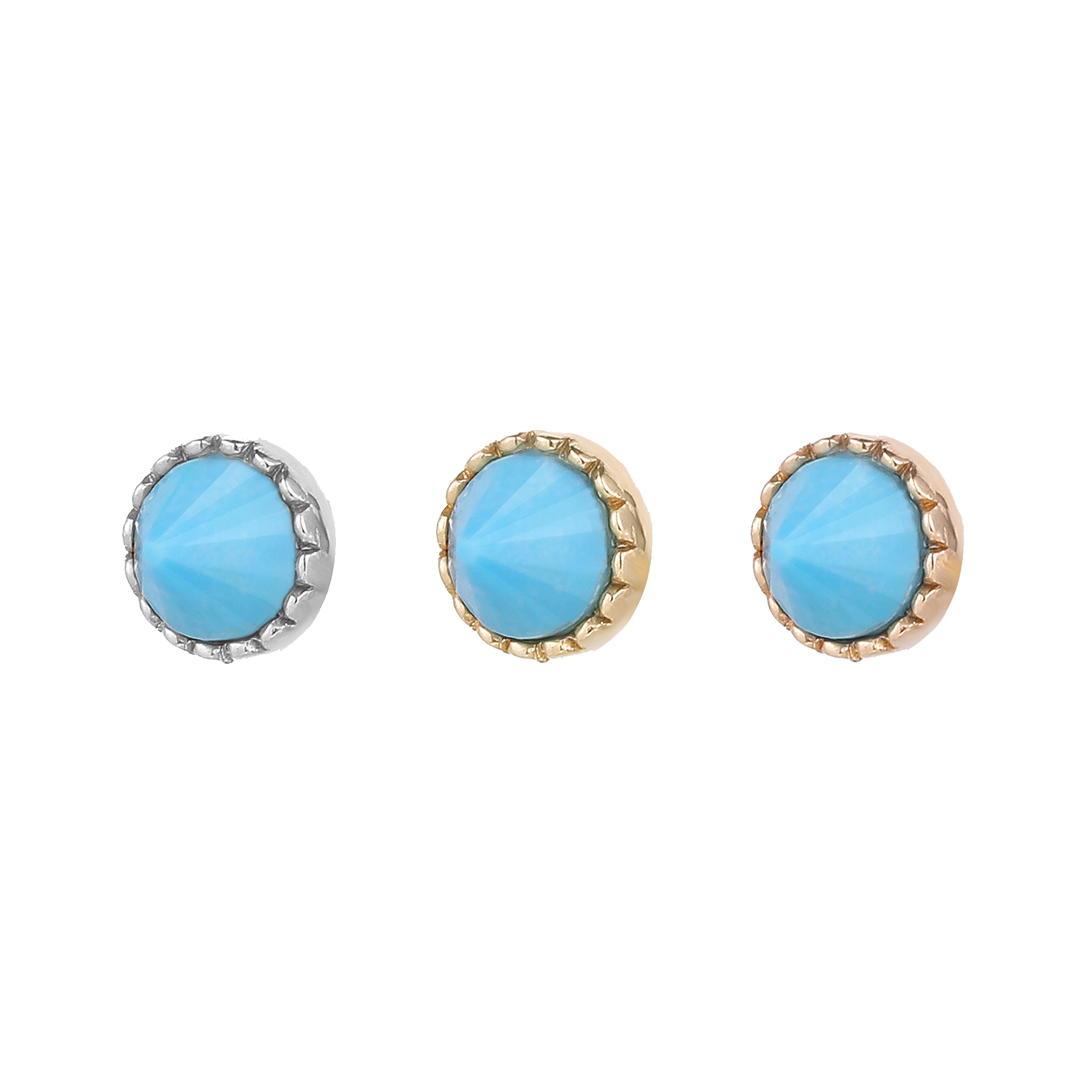 Round Accent Bezel Reverse Set - Turquoise - Threadless End