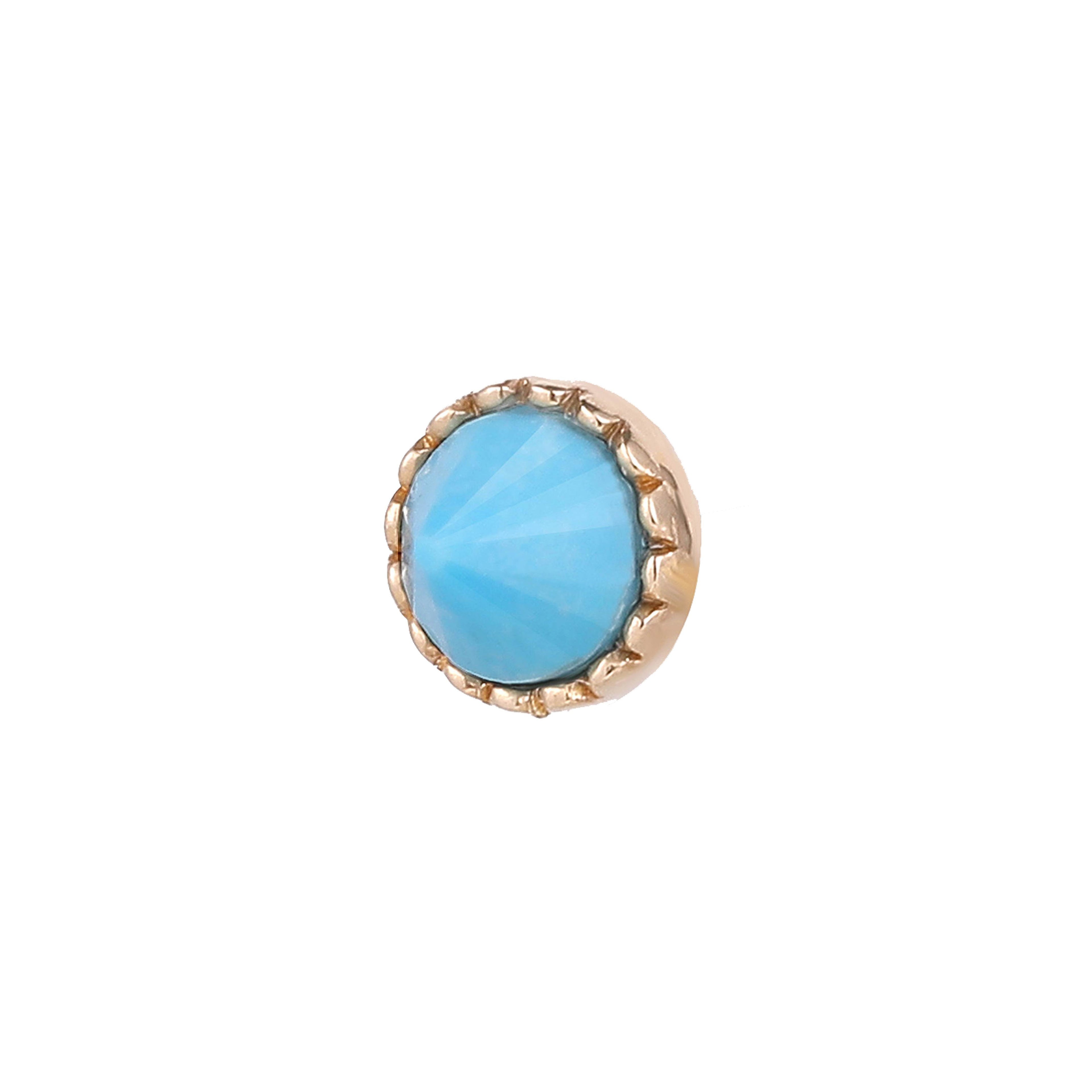 Round Accent Bezel Reverse Set - Turquoise - Threadless End