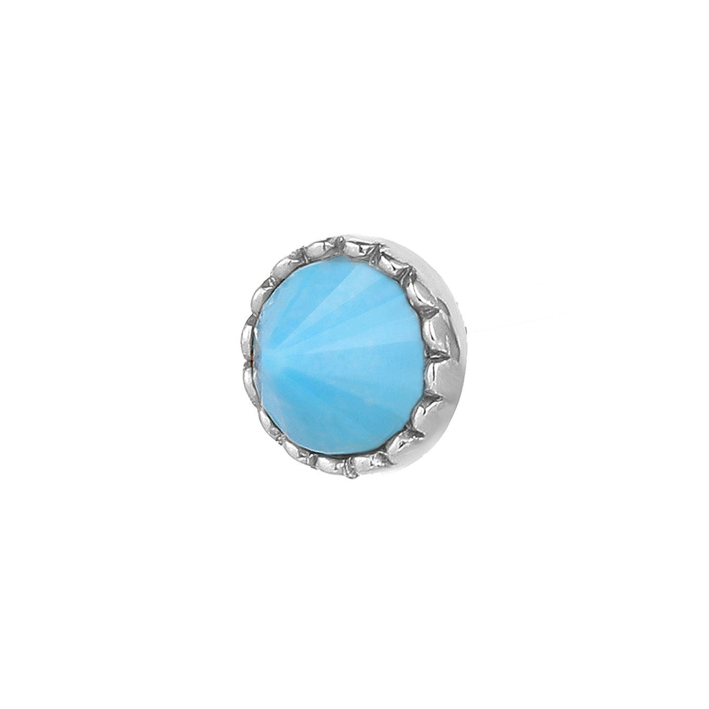 Round Accent Bezel Reverse Set - Turquoise - Threadless End