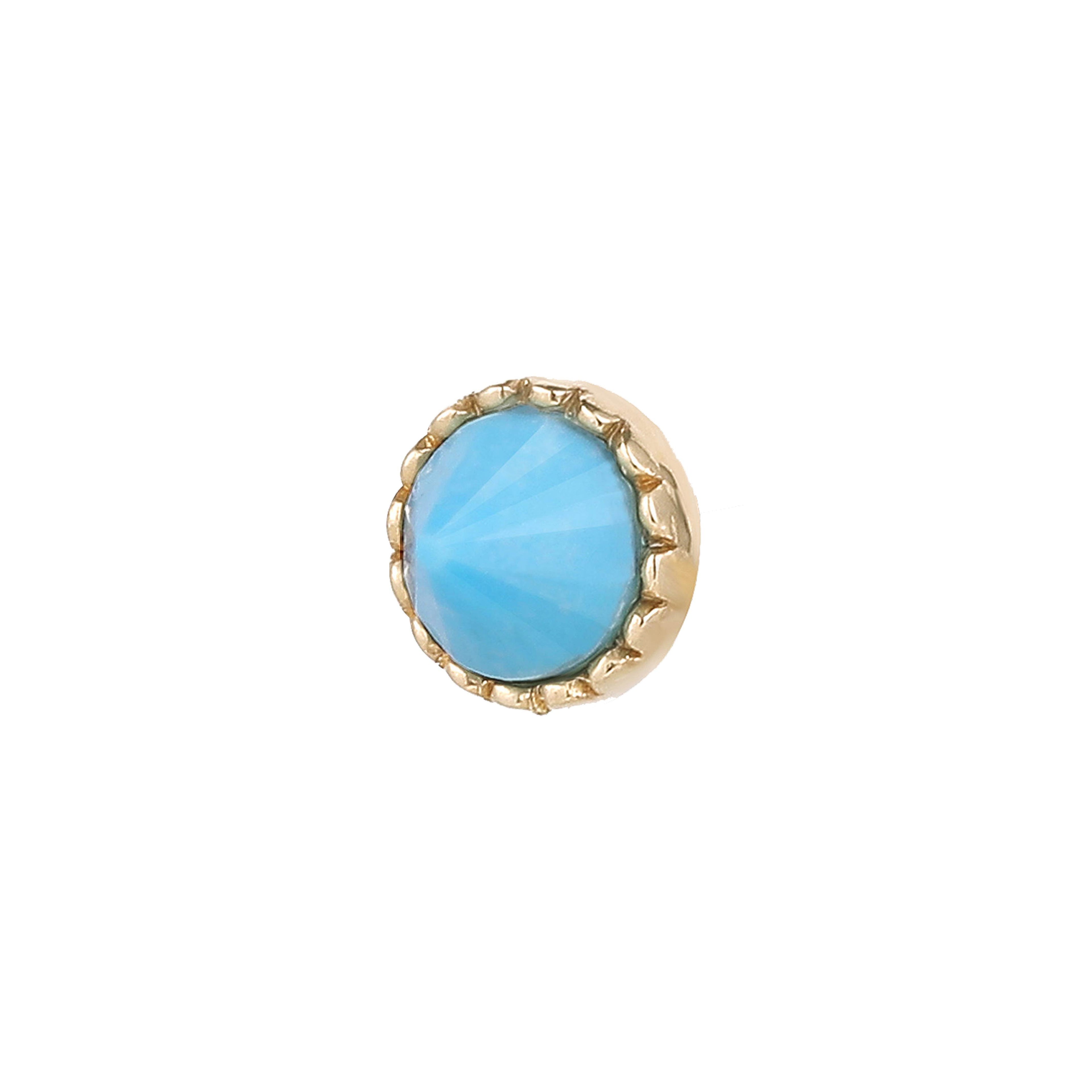 Round Accent Bezel Reverse Set - Turquoise - Threadless End