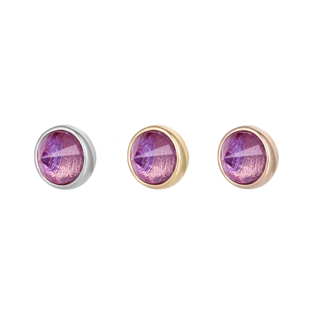 Round Bezel Reverse Set - Amethyst - Threadless End