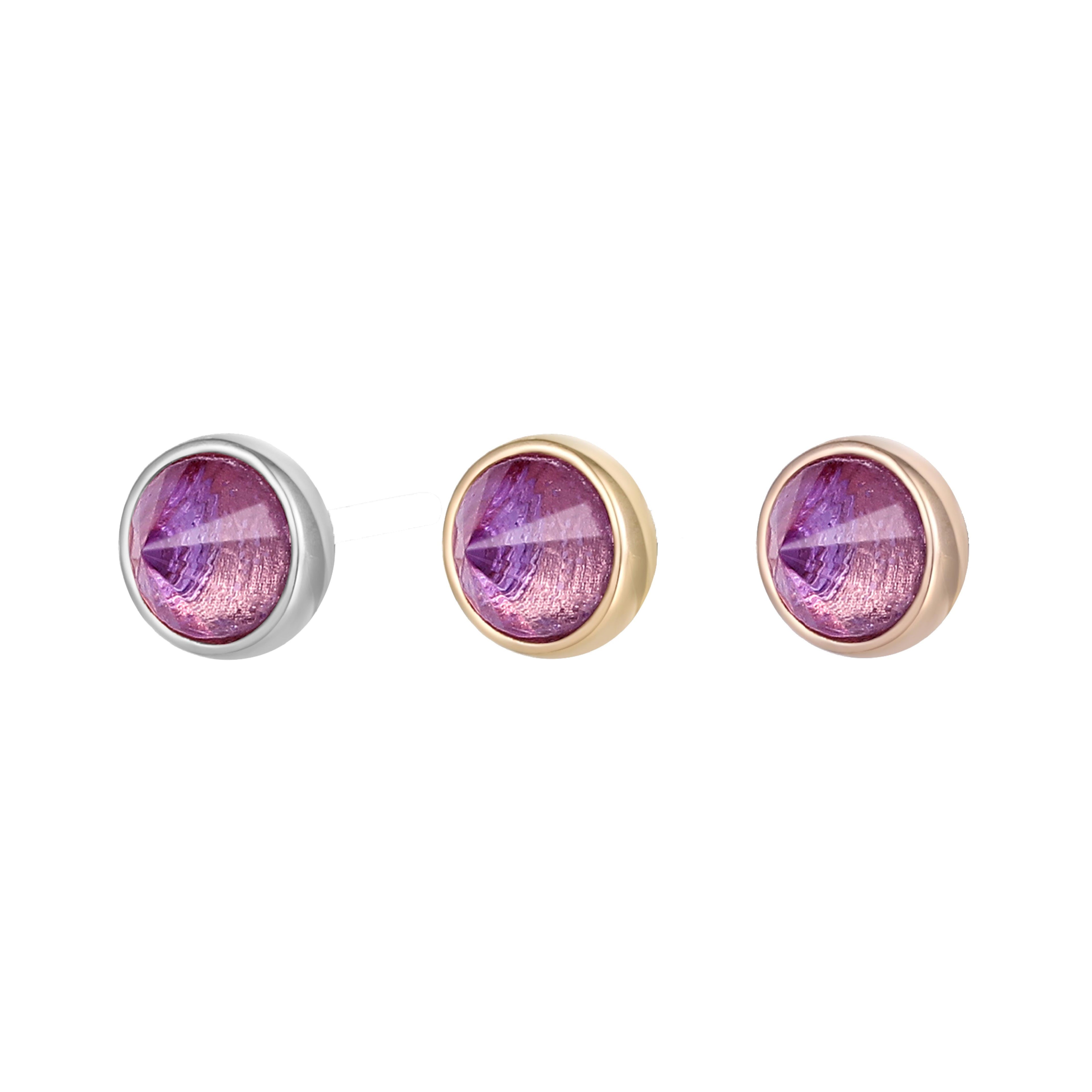 Round Bezel Reverse Set - Amethyst - Threadless End