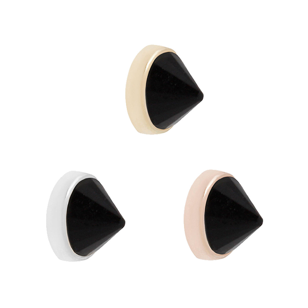 Round Reverse Set - Black Spinel - Threadless End