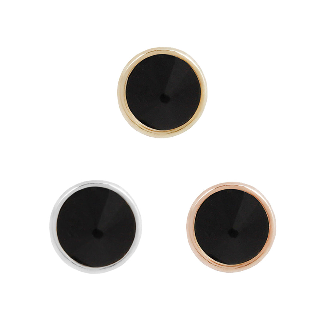 Round Reverse Set - Black Spinel - Threadless End