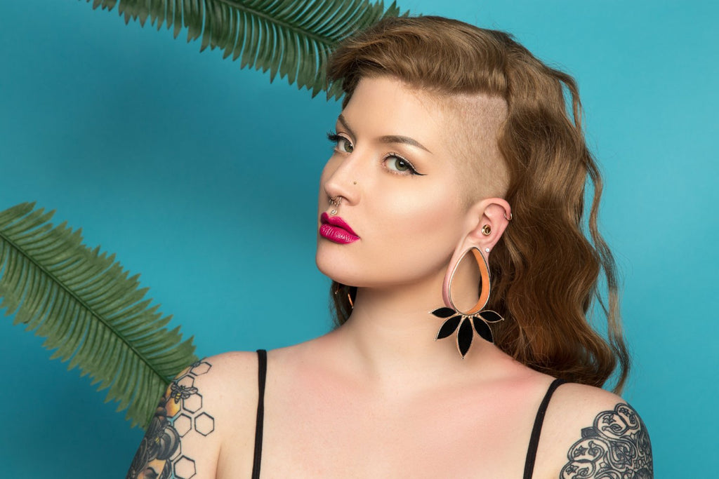 Marquise Eyelets - Onyx - Rose Gold Plated