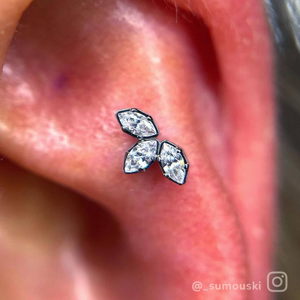 Titanium Marquise Cut Gem Fan Clusters