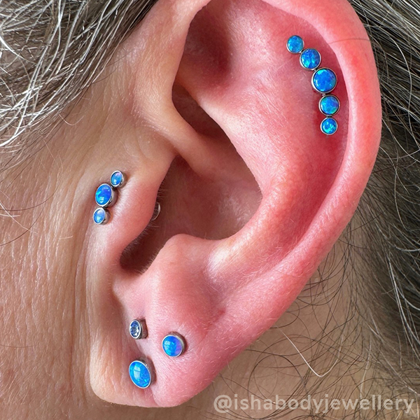 Titanium Bezel Set Cabochon Cluster - Curved