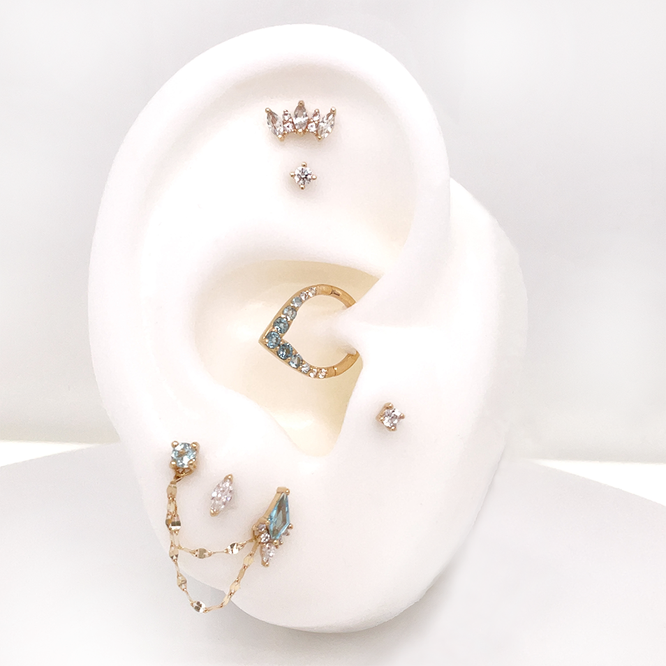 Afterglow - Swiss Blue Topaz + CZ - Threadless End