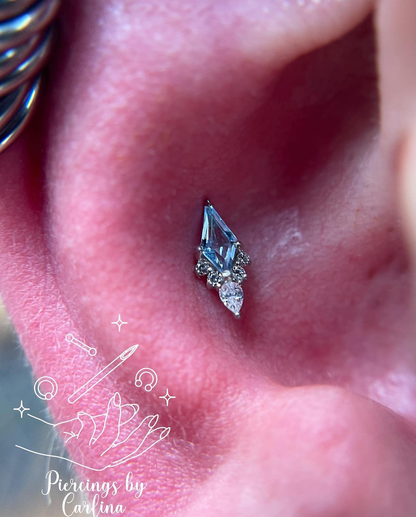 Afterglow - Swiss Blue Topaz + CZ - Threadless End