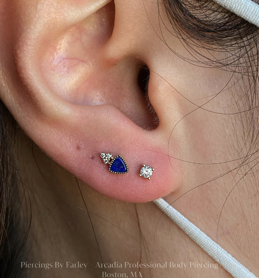 Backstage Pass - Lapis + CZ - Threadless End