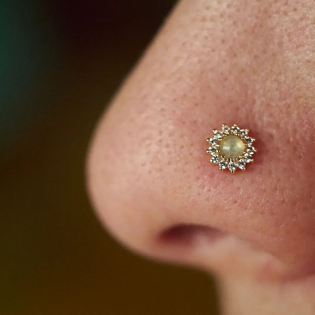 Delphine - Labradorite + White Sapphire - Threadless End