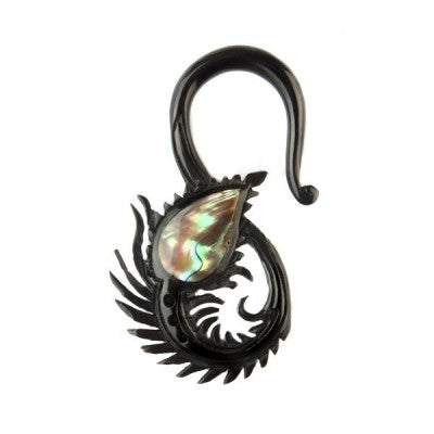 Peacock Earrings - Horn + Abalone Inlay