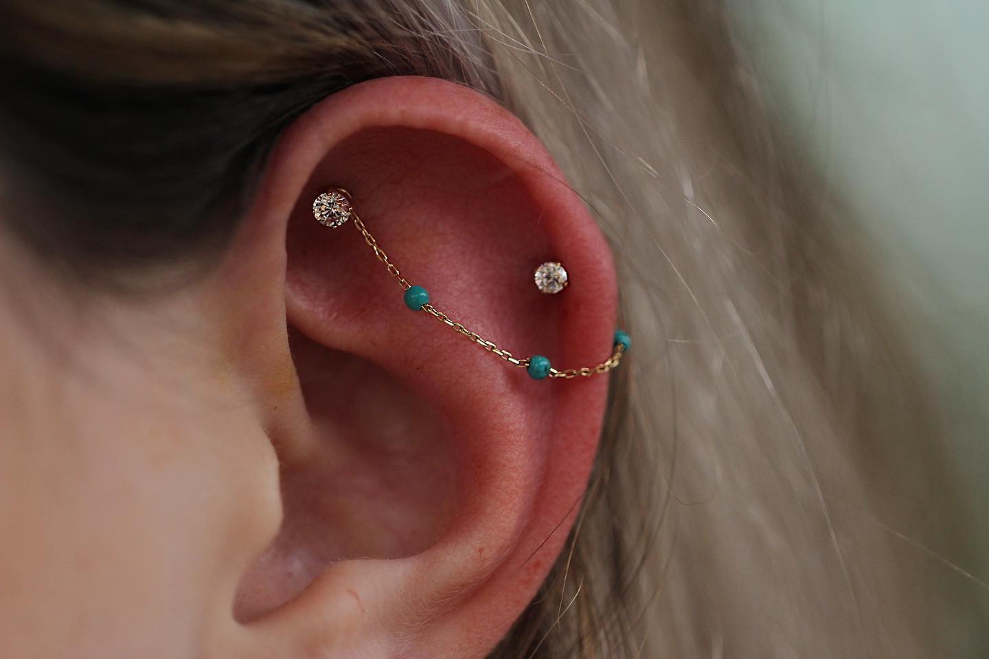 3 Bead - Turquoise - Chain