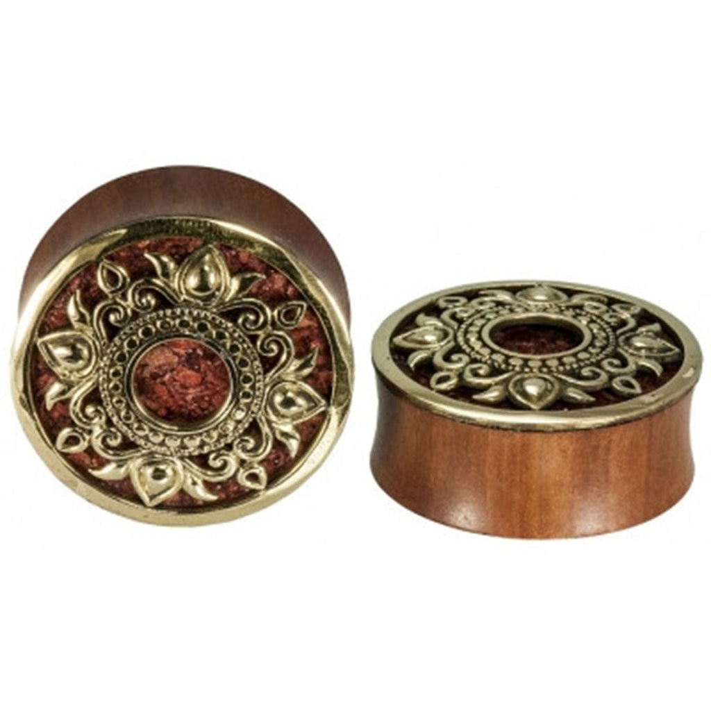 Philomena Plugs - Brass + Coral