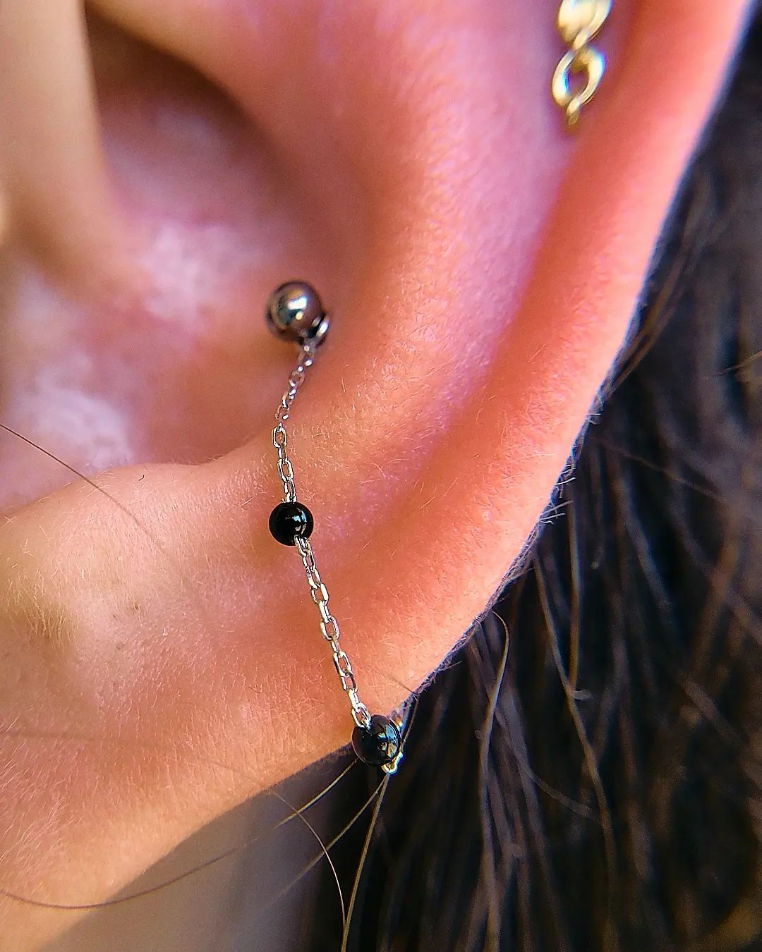 3 Bead - Agate - Chain