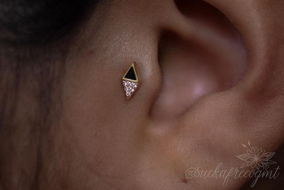 Almost Famous - CZ + Black Spinel - Threadless End