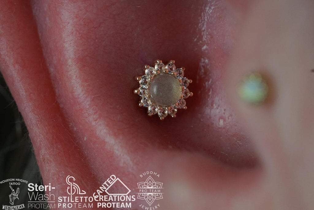 Delphine - Labradorite + White Sapphire - Threadless End