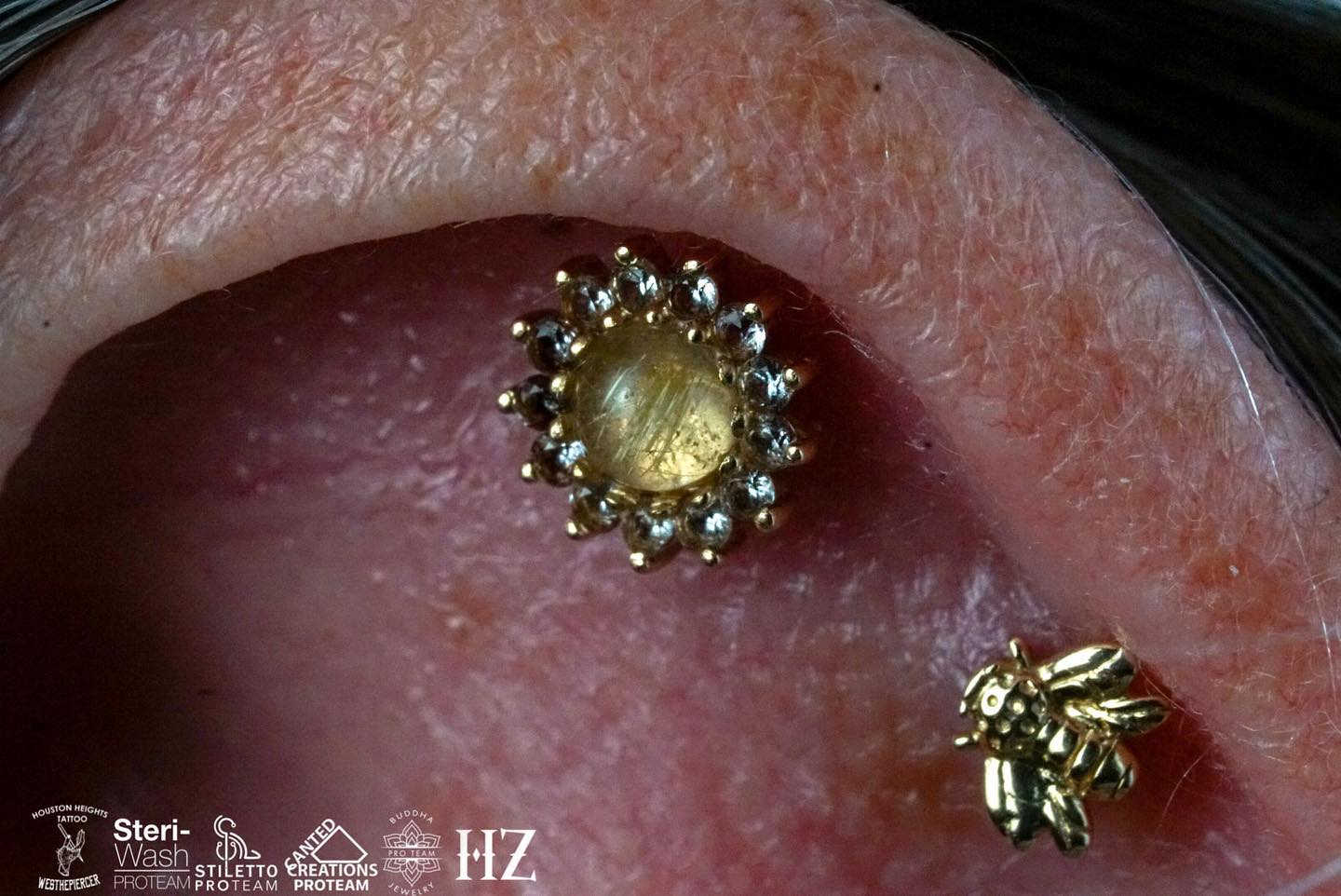 Delphine - Rutilated Quartz + White Sapphire - Threadless End